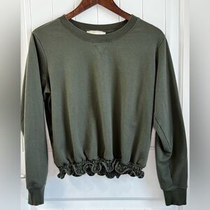 MICHAEL Michael Kors Olive Sweatshirt with Ruffle Hem